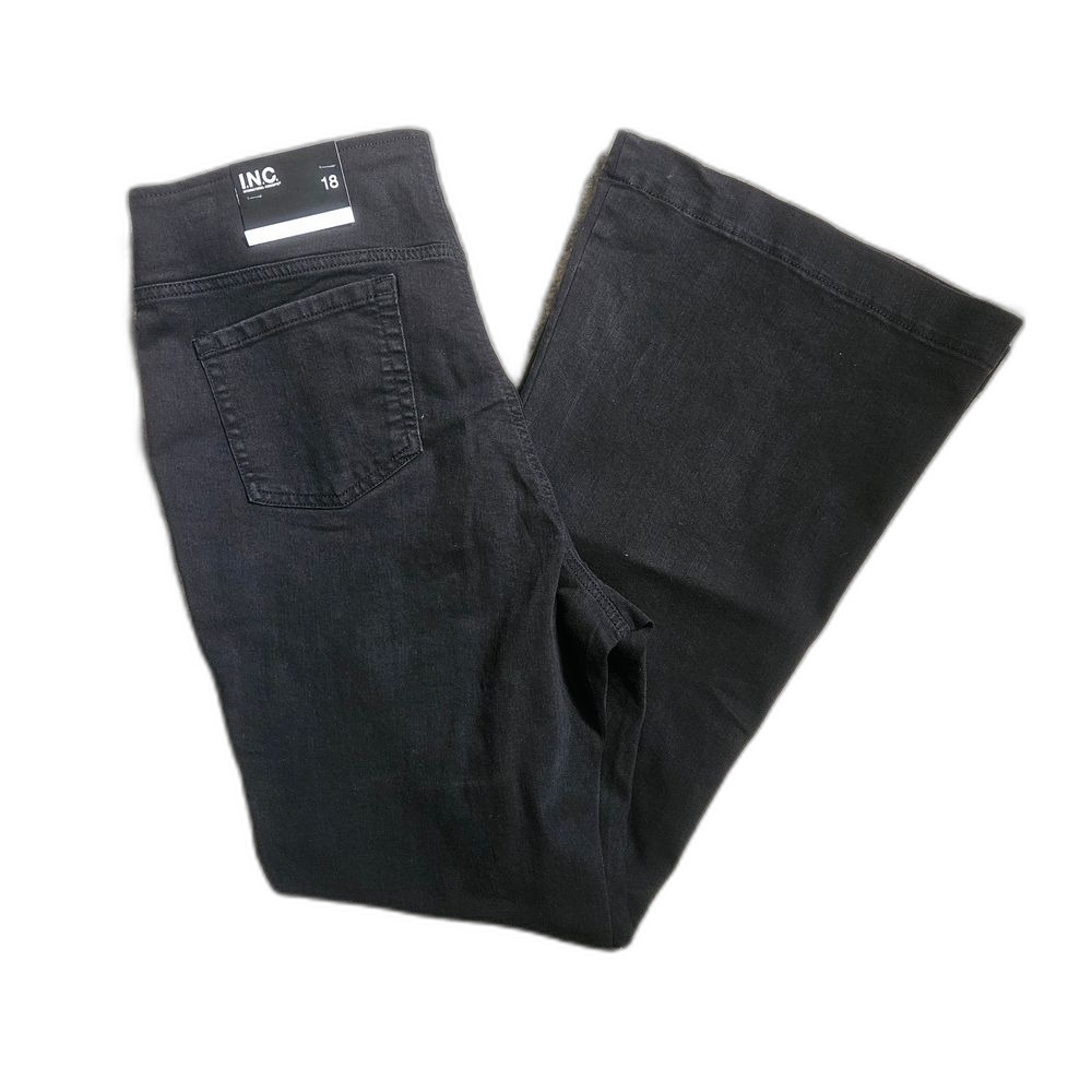 INC International Concepts Women's Deep Black Flare Jeans Size 18